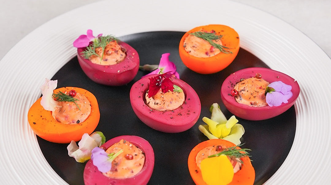 Naturally Dyed Easter Stuffed Eggs