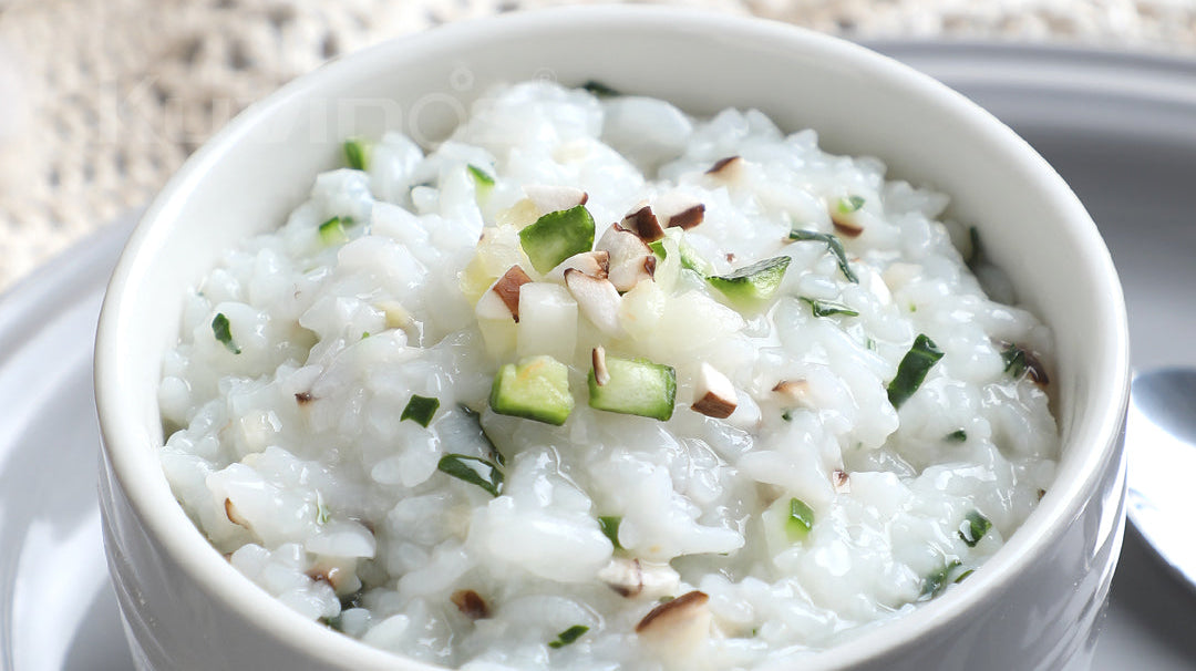 Soft Boiled Rice with Zucchini and Shiitake Mushroom