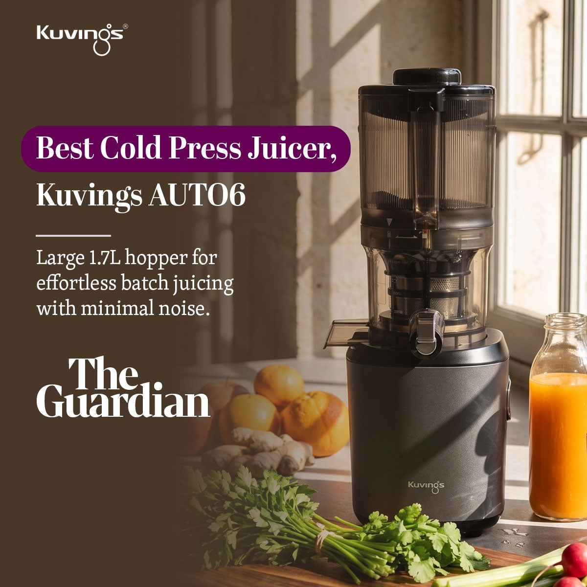 The Guardian Highlights Kuvings AUTO6 as a Top Cold Press Juicer