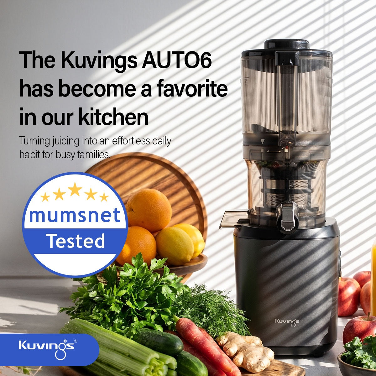 Mumsnet Praises Kuvings AUTO6 for Quiet, Hands-Free Juicing Convenience