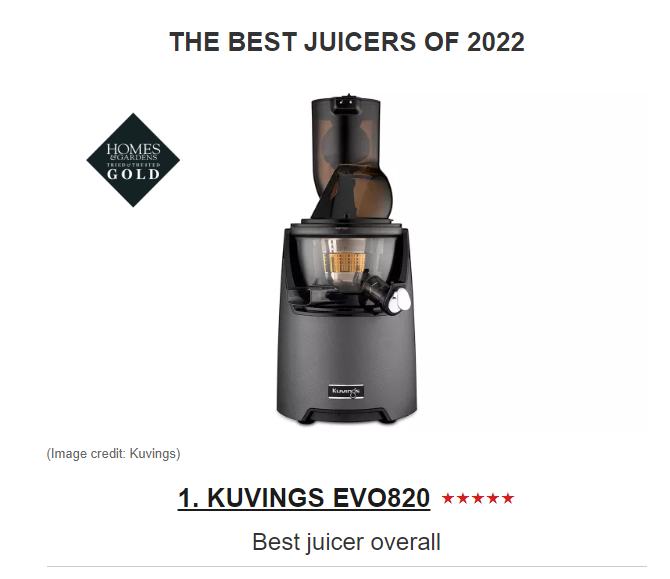 [Homes&Gardens] Kuvings ranked THE BEST JUICERS OF 2022